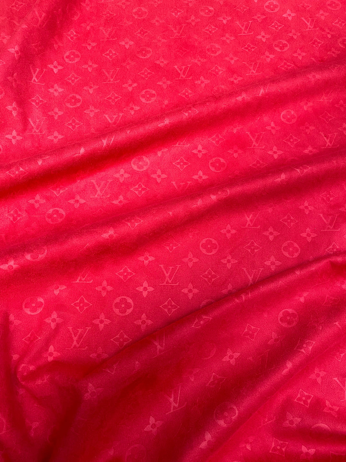 Premium Luxury Red Louis Vuitton LV Suede Fabric for Handmade DIY Sofa Upholstery Car Seats