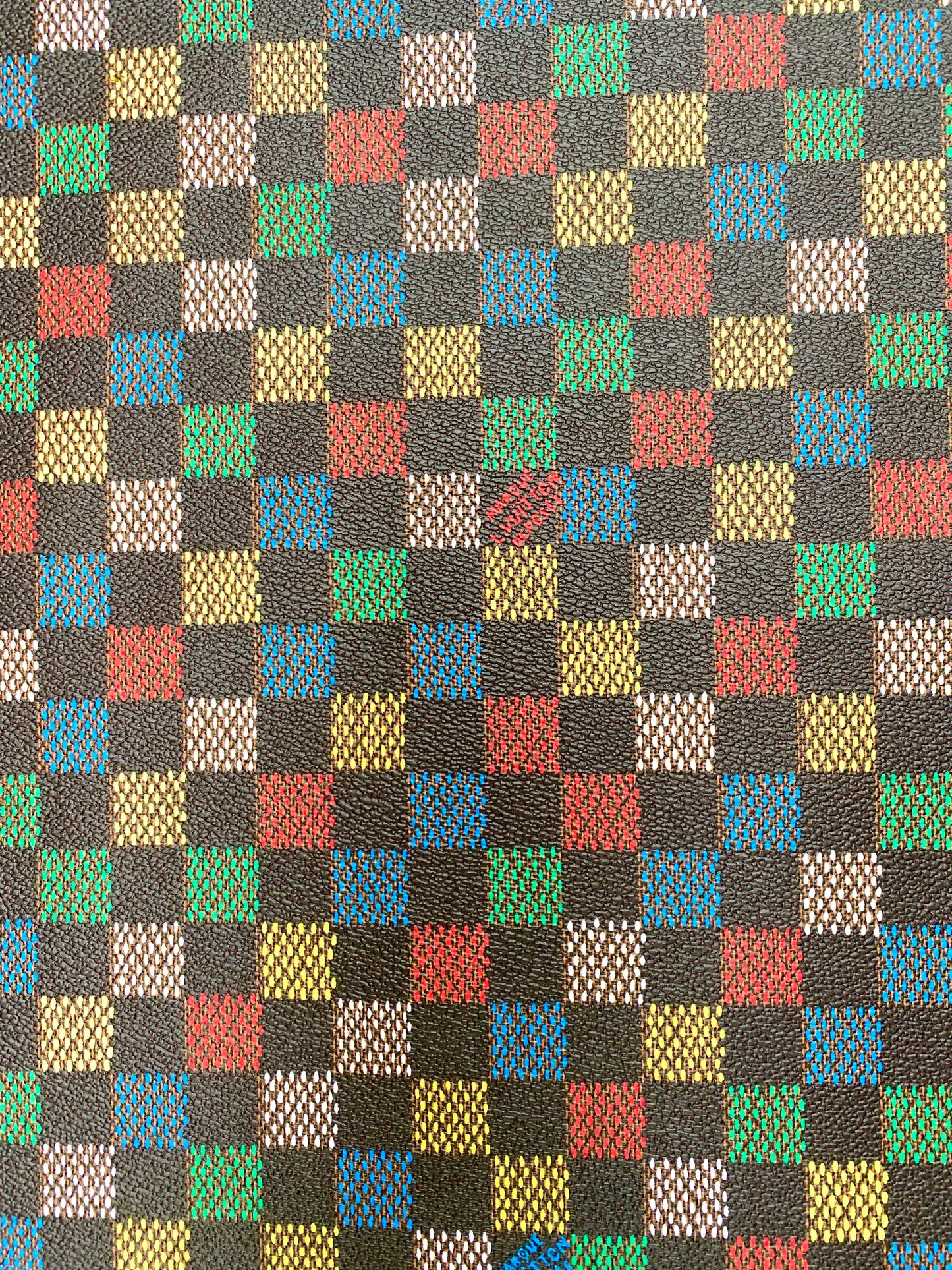 Colorful Damier Check Louis Vuitton Vinyl Fabric for Handmade DIY Creations Bag Custom