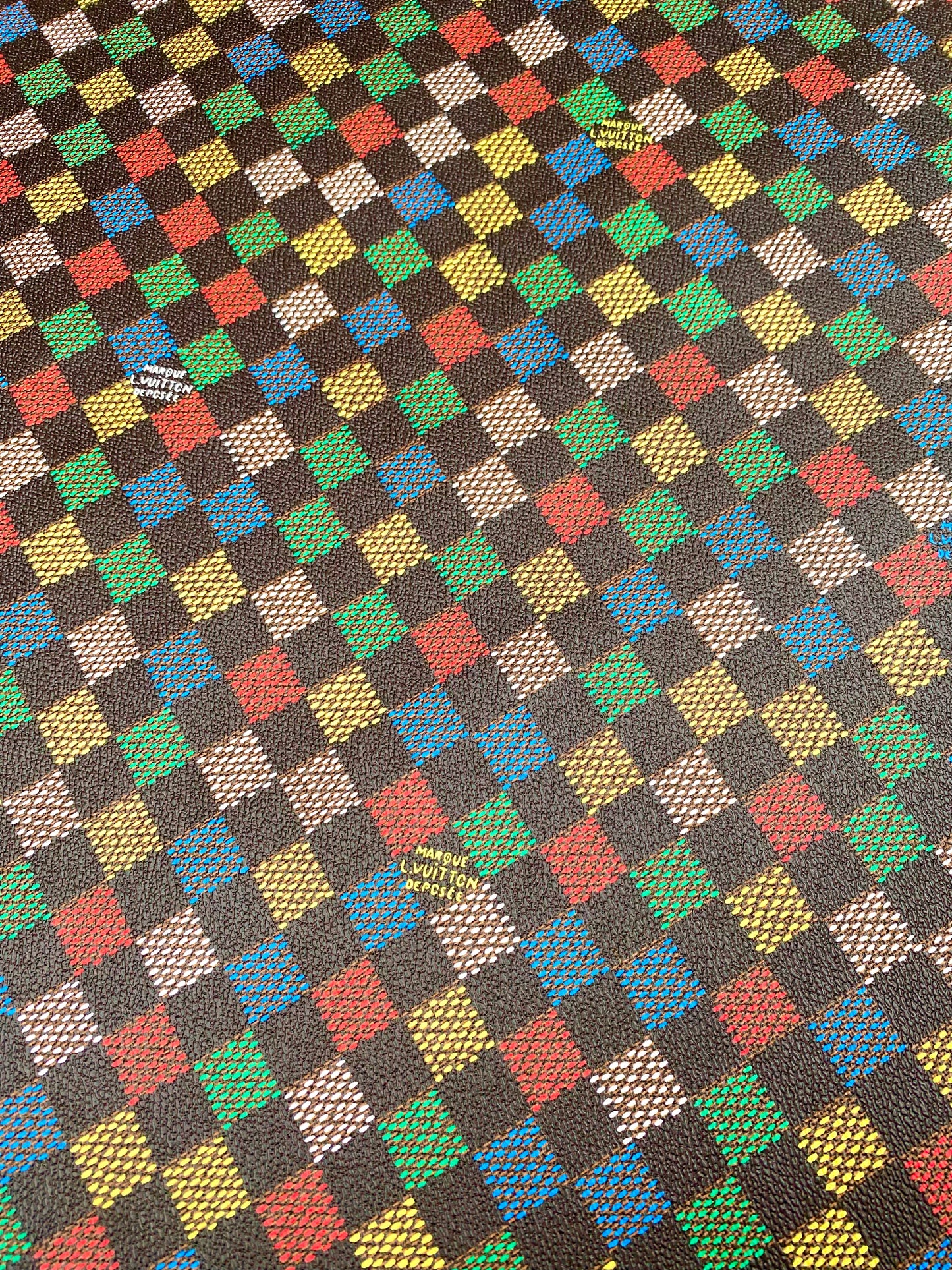 Colorful Damier Check Louis Vuitton Vinyl Fabric for Handmade DIY Creations Bag Custom