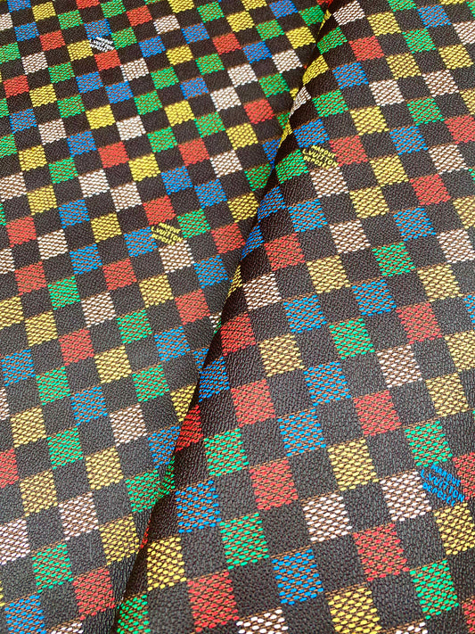 Tissu vinyle Louis Vuitton à carreaux damier coloré pour créations DIY faites à la main Sac personnalisé