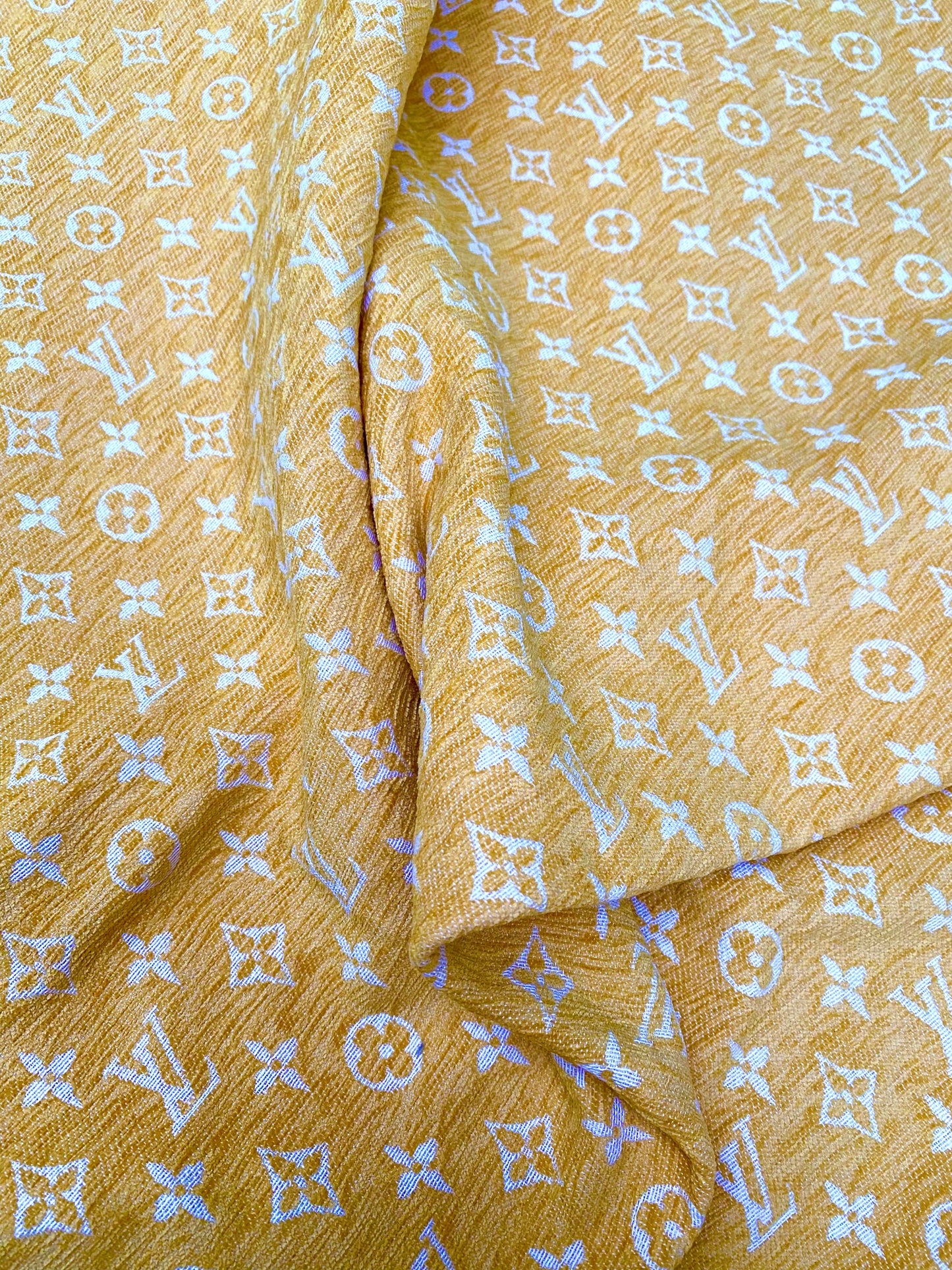 Yellow Chenille Louis Vuitton Fabric for Sofa Furniture Custom Made DIY