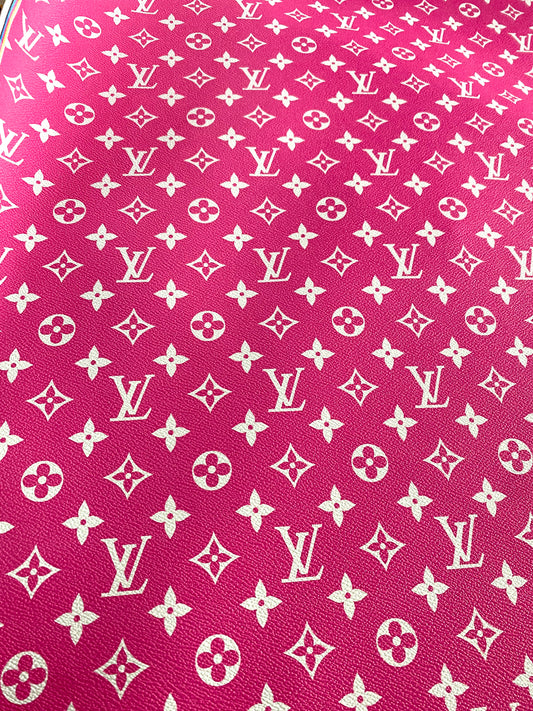 Hot Pink LV Louis Vuitton Leather Vinyl Fabric for Handmade Custom DIY Crafts