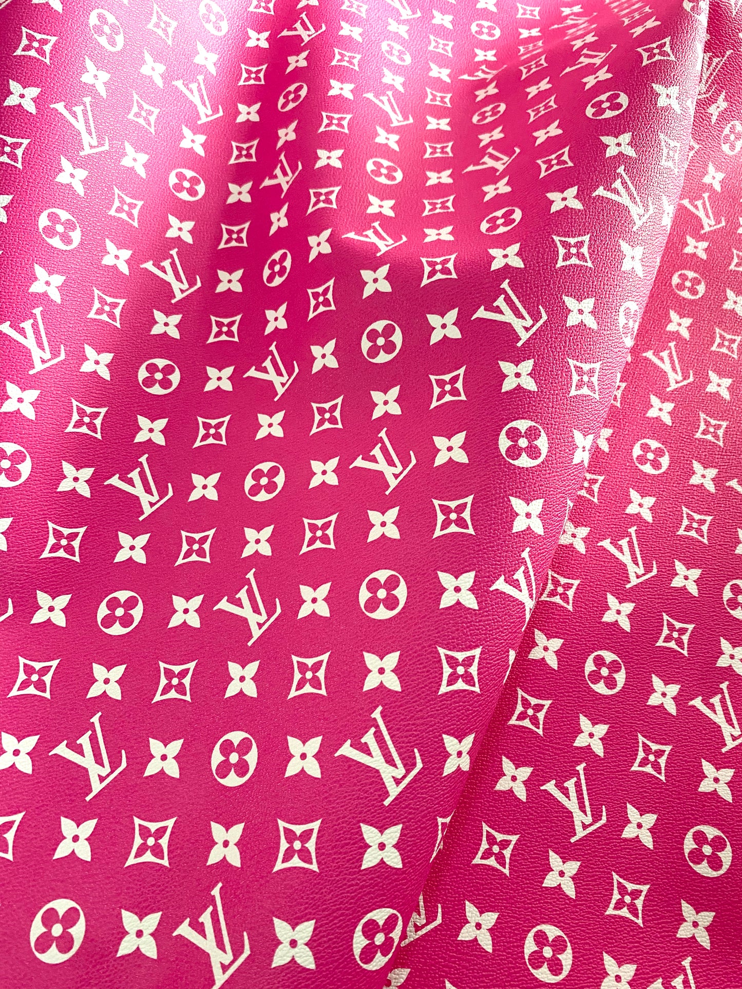 Hot Pink LV Louis Vuitton Leder Vinyl Stoff für handgemachte individuelle DIY Handwerk