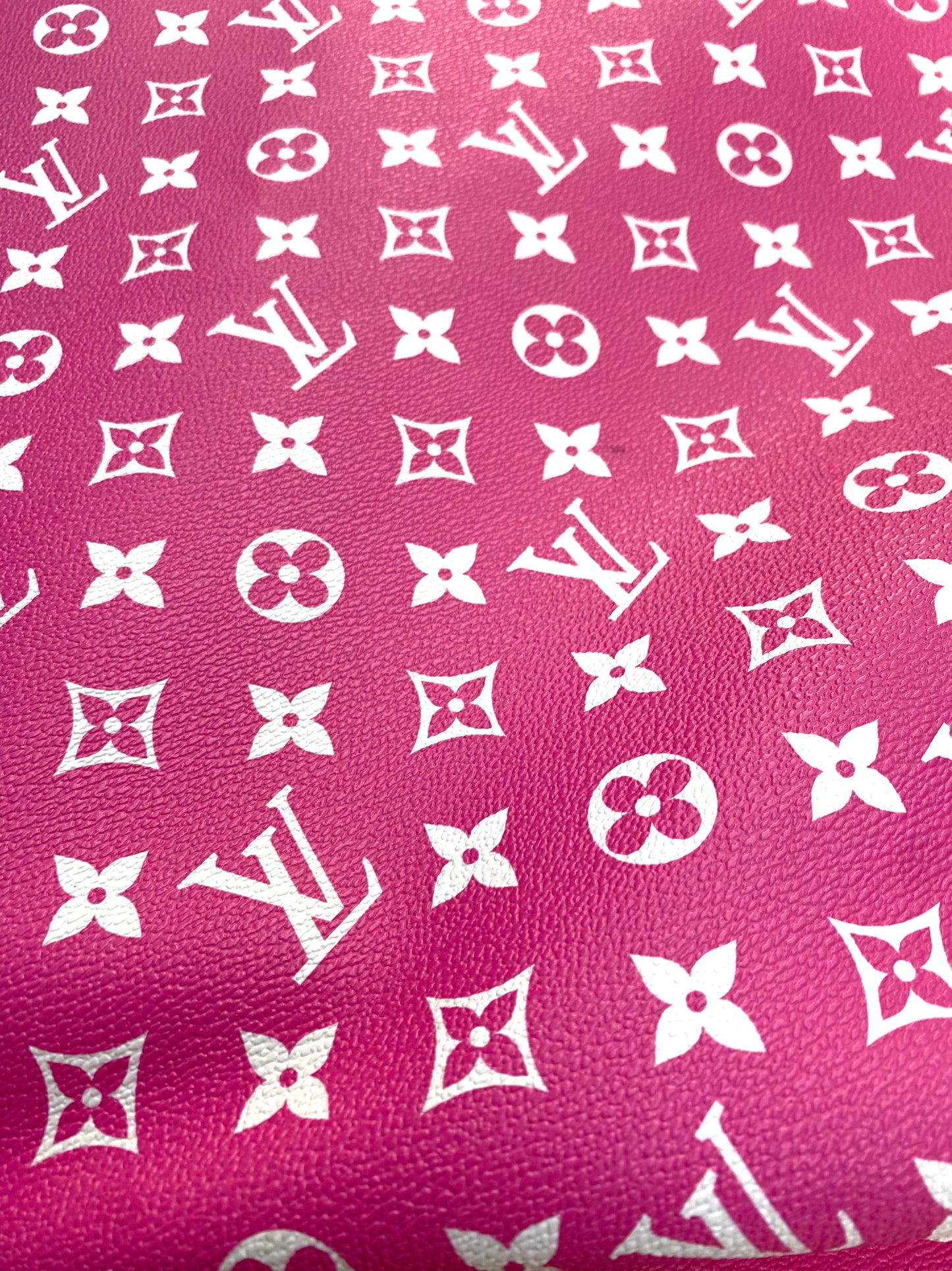 Hot Pink LV Louis Vuitton Leather Vinyl Fabric for Handmade Custom DIY Crafts