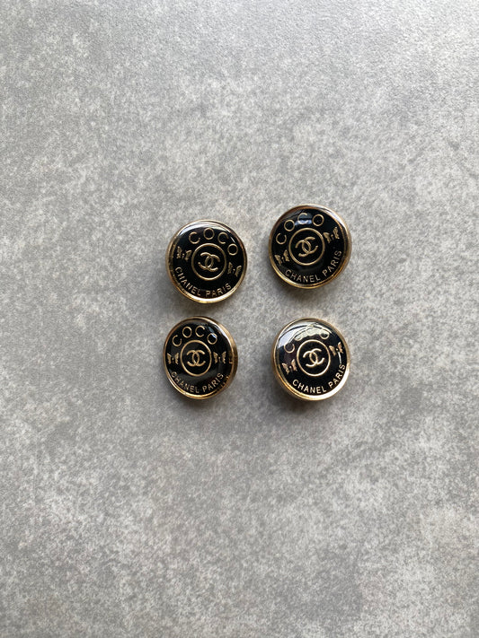 Bouton Chanel vintage noir pour projets de bricolage faits à la main, artisanat, vêtements personnalisés