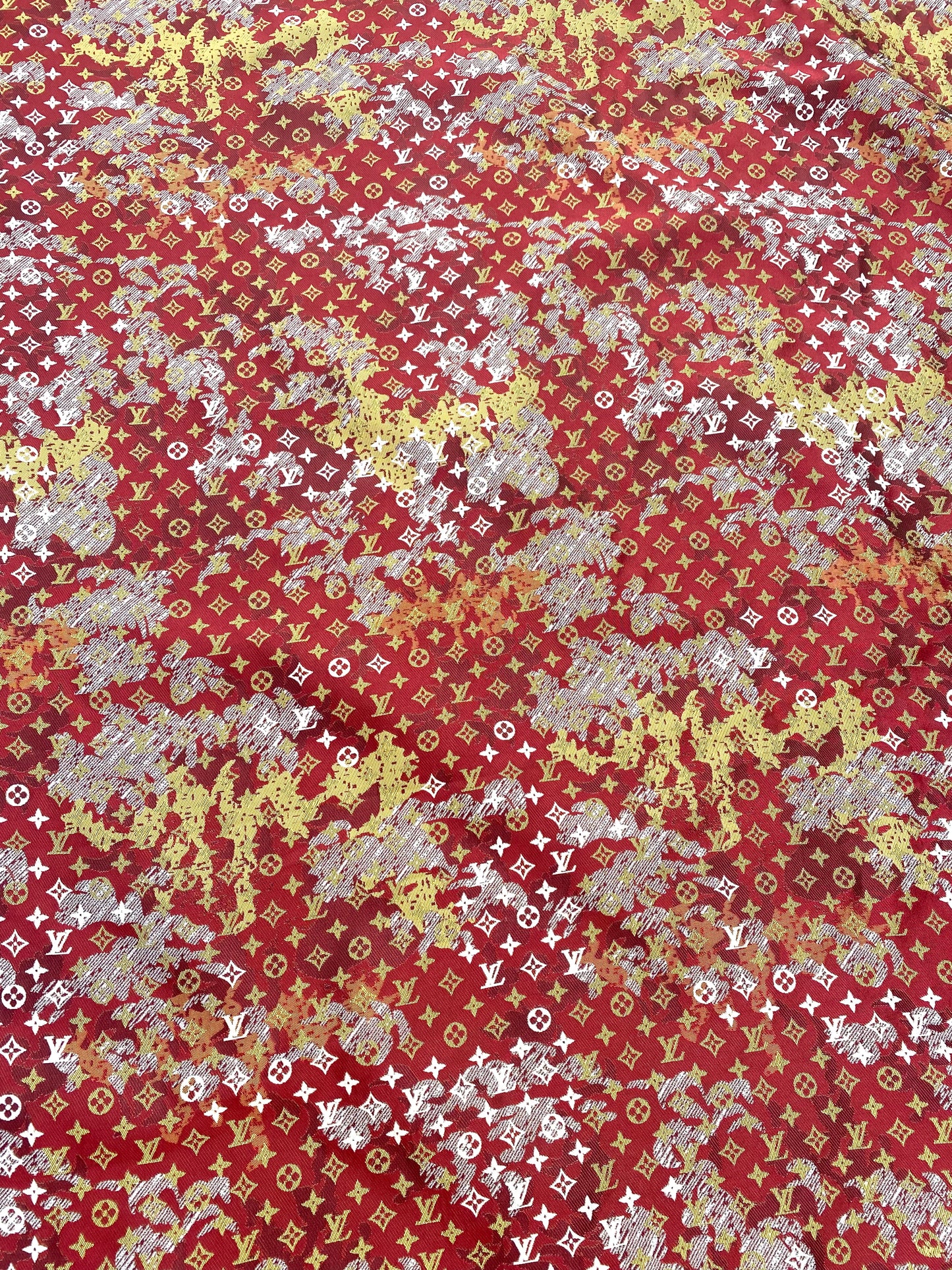 Vivid Red Louis Vuitton LV Upholstery Fabric for Handmade DIY Projects Custom Shoes