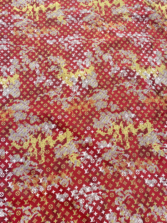 Vivid Red Louis Vuitton LV Upholstery Fabric for Handmade DIY Projects Custom Shoes