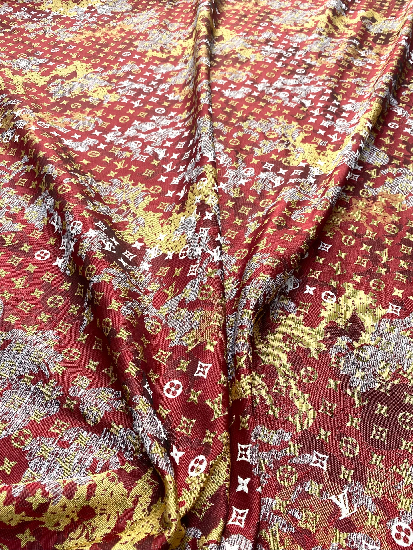 Vivid Red Louis Vuitton LV Upholstery Fabric for Handmade DIY Projects Custom Shoes