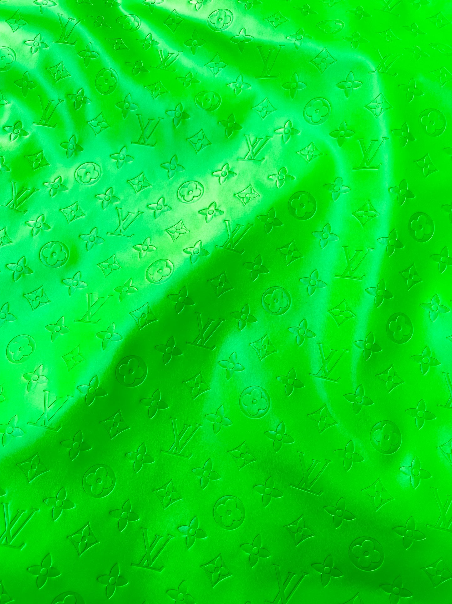 Vivid Neon Green Soft LV Leather Sheet Vinyl Fabric for Handmade DIY Upholstery Custom Shoes