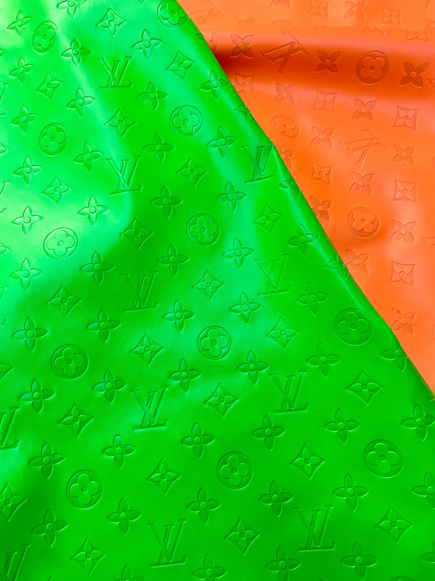 Vivid Neon Green Soft LV Leather Sheet Vinyl Fabric for Handmade DIY Upholstery Custom Shoes