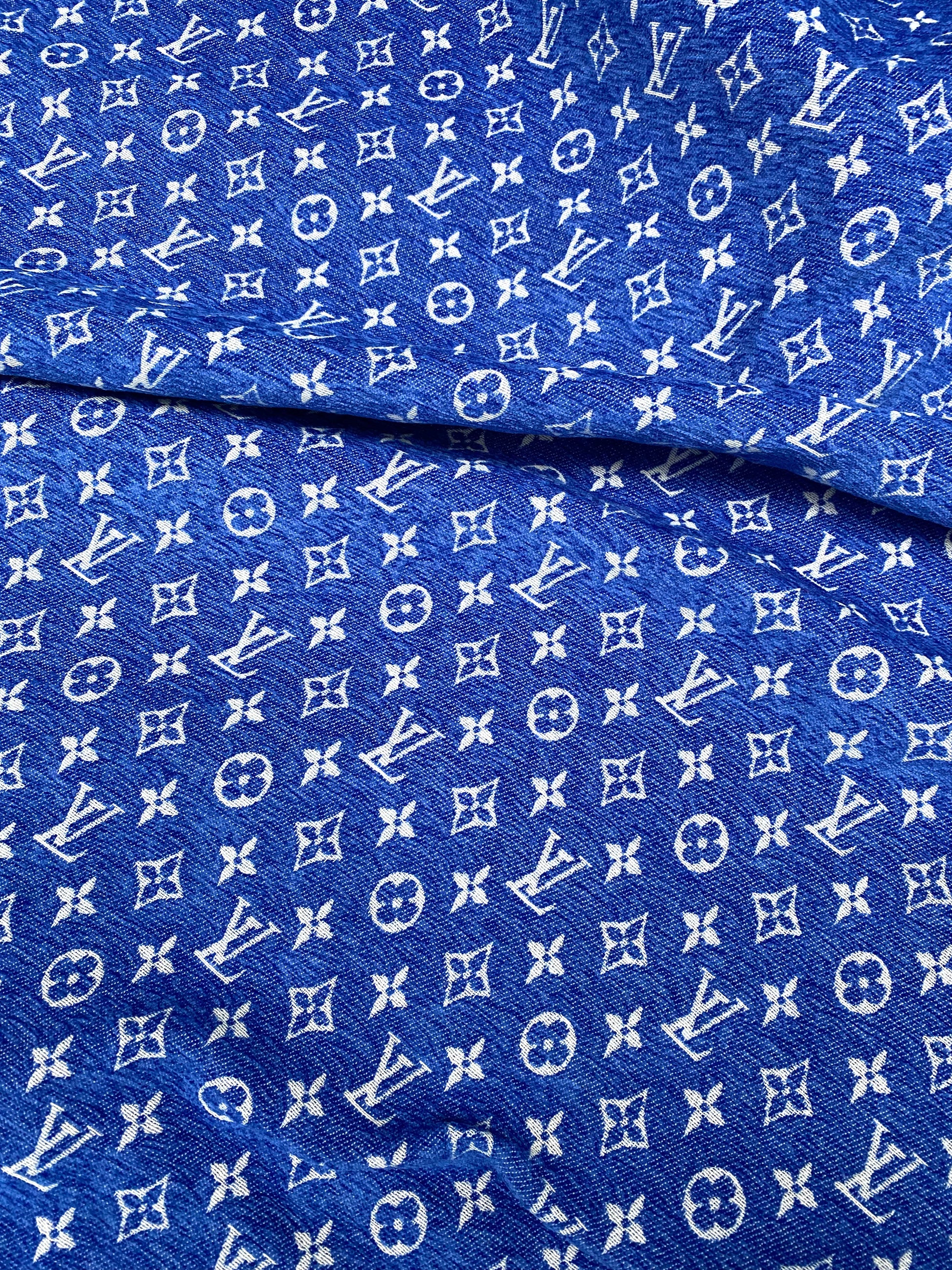 Blue LV Chenille Fabric 