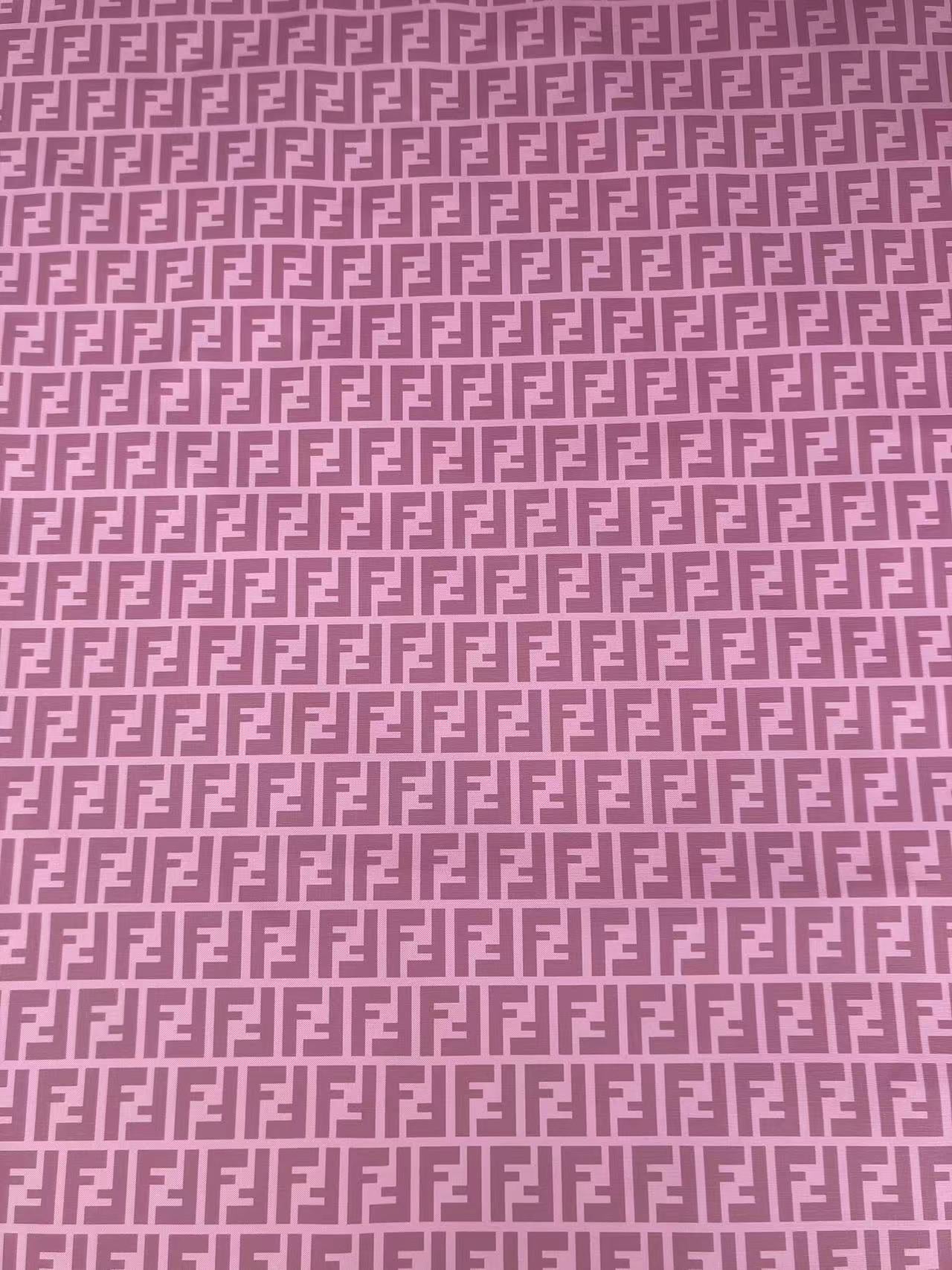 Tissu de créateur en vinyle personnalisé Fendi FF rose violet pour l'artisanat et le rembourrage