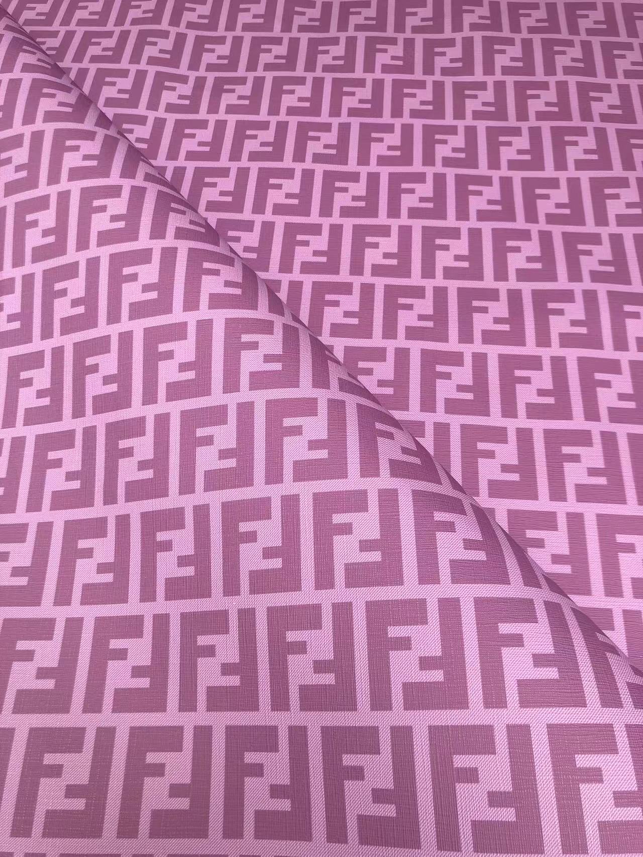 Tissu de créateur en vinyle personnalisé Fendi FF rose violet pour l'artisanat et le rembourrage