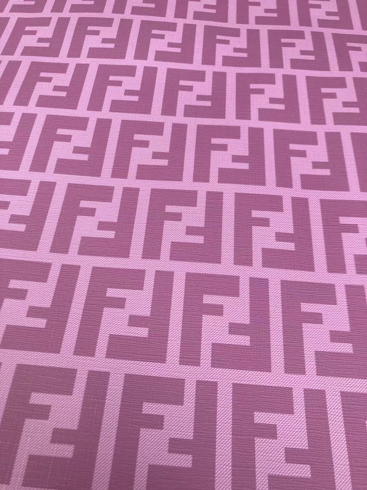 Pink Purple Fendi FF Custom Vinyl Designer Fabric for DIY Crafts Upholstery