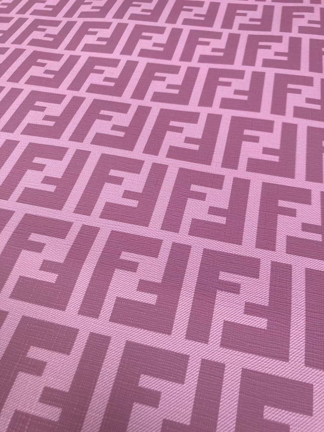 Pink Purple Fendi FF Custom Vinyl Designer Fabric for DIY Crafts Upholstery