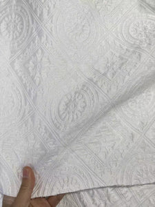 Premium Pure White Chanel Jacquard Designer Fabric for Handmade DIY Clothing