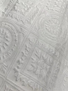 Premium Pure White Chanel Jacquard Designer Fabric for Handmade DIY Clothing