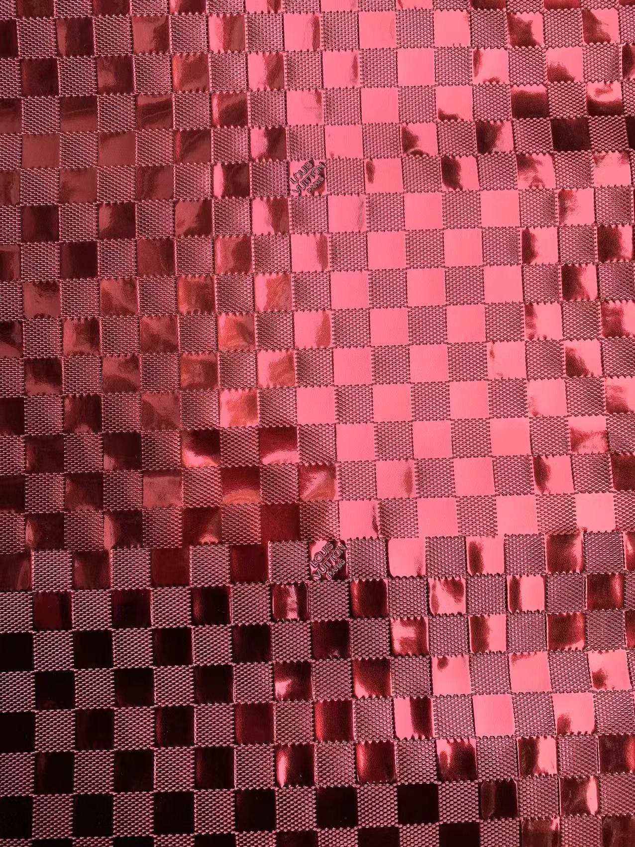 Burgundy Red Reflective Damier LV Designer Vinyl for DIY Crafts Handmade Custom Sneakers