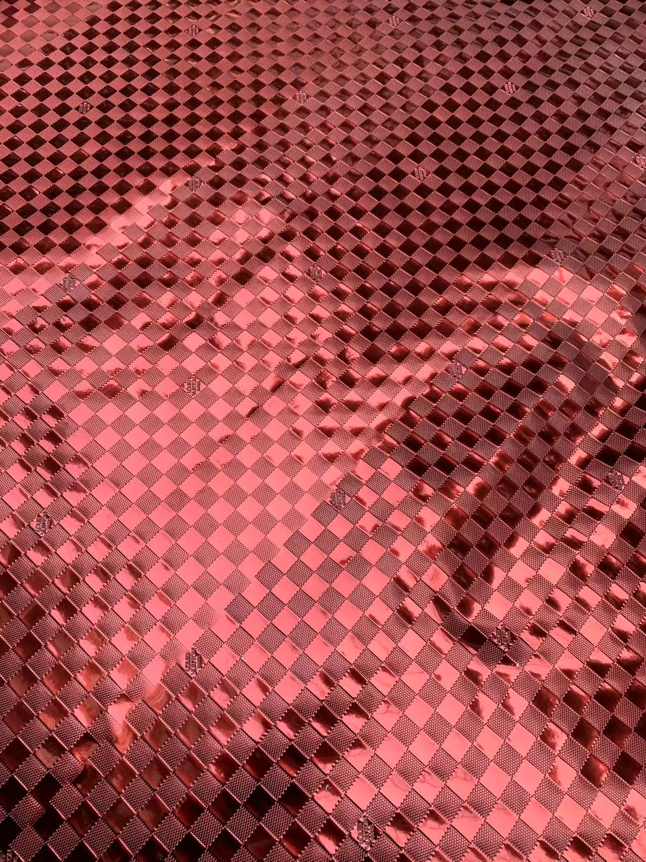 Burgunderrotes reflektierendes Damier LV Designer-Vinyl für DIY-Bastelarbeiten, handgefertigte individuelle Sneakers