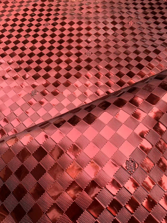 Burgunderrotes reflektierendes Damier LV Designer-Vinyl für DIY-Bastelarbeiten, handgefertigte individuelle Sneakers