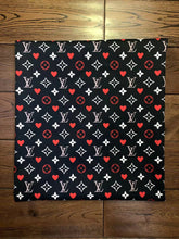 Load image into Gallery viewer, Black LV Heart Monogram Custom Sneaker Fabric DIY Sewing Material Sold by Yard