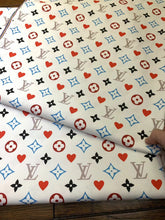 Load image into Gallery viewer, White LV Valentine&#39;s Day Heart Monogram Custom Sneaker Fabric DIY Sewing Material Sold by Yard