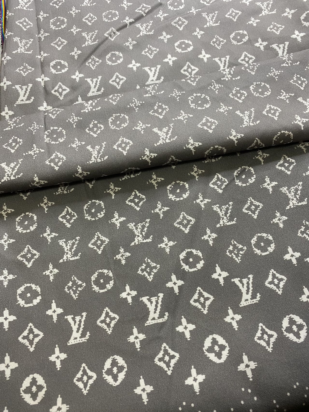 Tissu en coton dégradé gris LV pour vêtements, bricolage, fait main, vendu au mètre