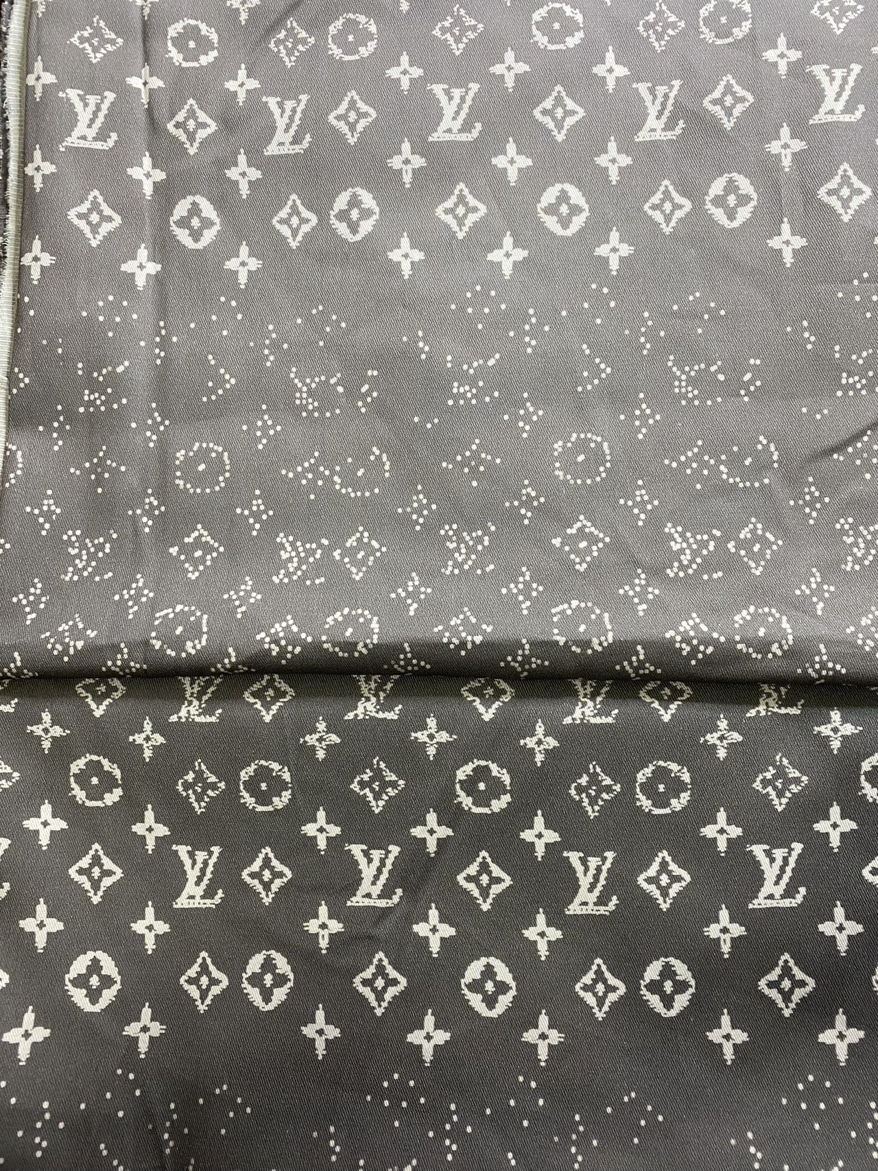 Tissu en coton dégradé gris LV pour vêtements, bricolage, fait main, vendu au mètre