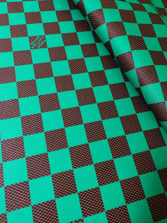 Cuir vinyle Damier à gros carreaux vert vif pour baskets LV Trainer