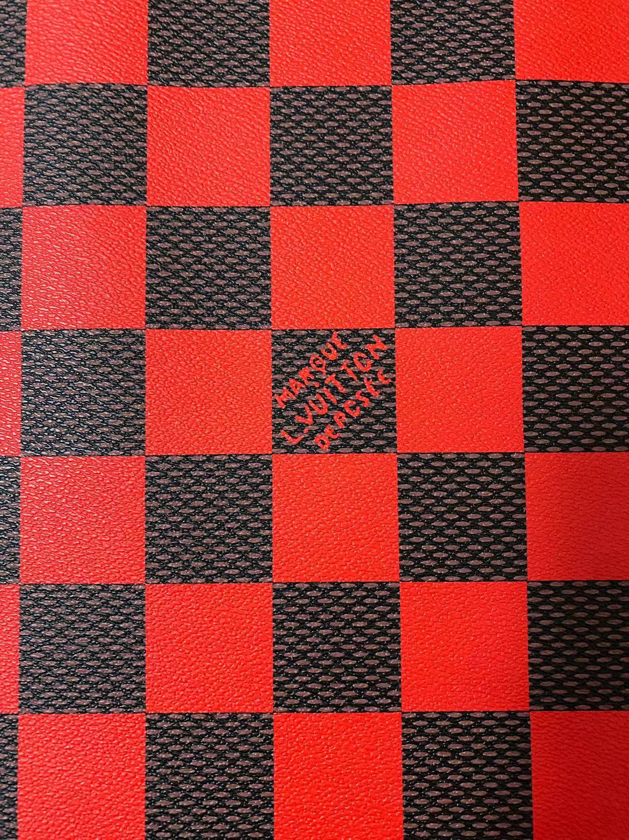 Rot-grünes Big Check Damier Vinylleder für LV Trainer Sneaker