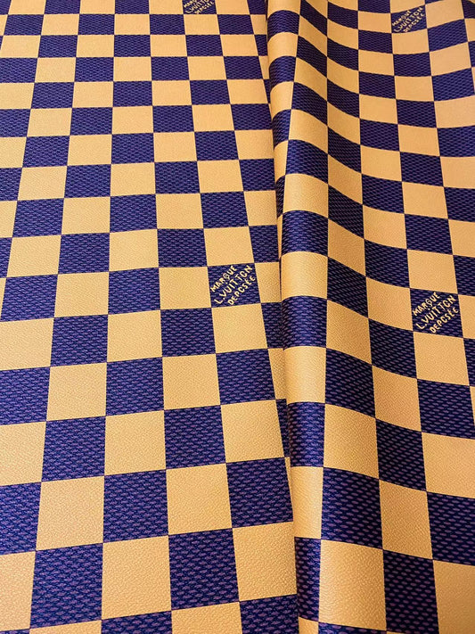 Cuir vinyle damier à gros carreaux jaune pour baskets LV Trainer