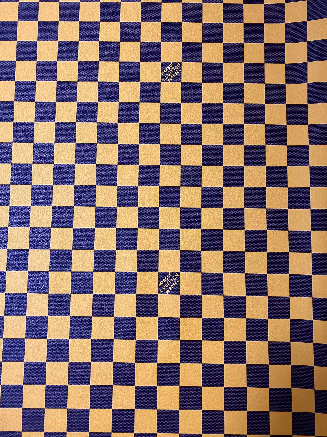 Cuir vinyle damier à gros carreaux jaune pour baskets LV Trainer