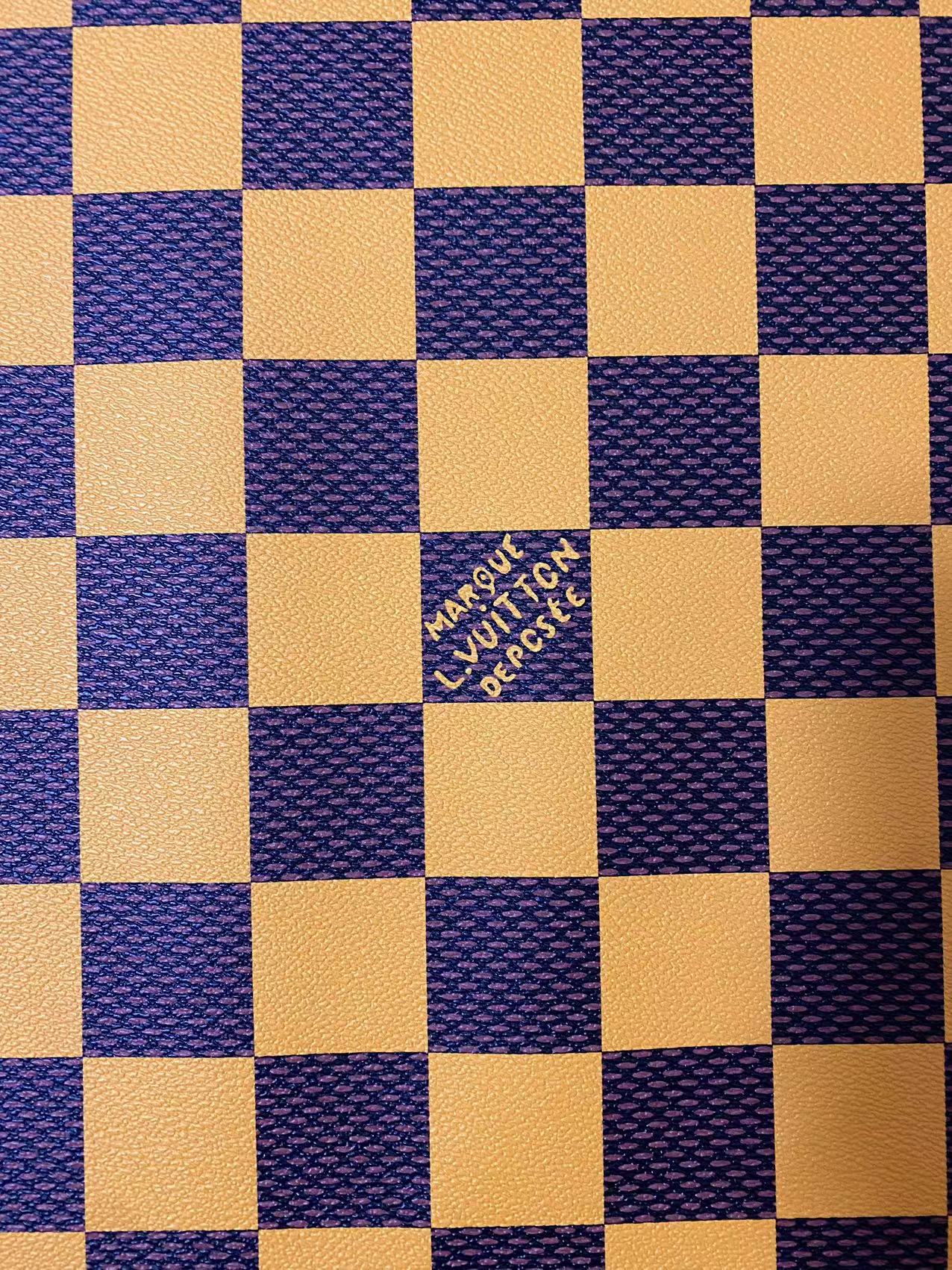 Cuir vinyle damier à gros carreaux jaune pour baskets LV Trainer