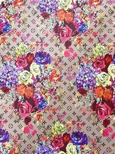 Custom Designer LV Vinly Floral Pattern for DIY Sewing Handmade Upholstery Custom Sneakers