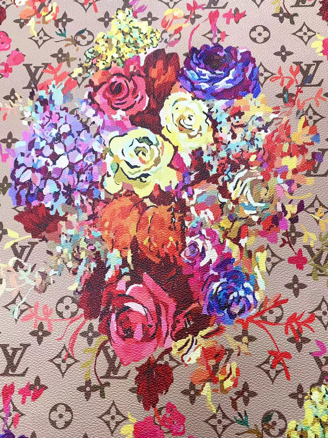 Motif floral personnalisé en vinyle LV pour couture et rembourrage faits à la main