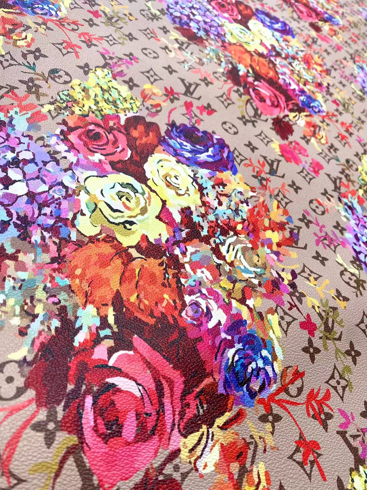 Motif floral personnalisé en vinyle LV pour couture et rembourrage faits à la main