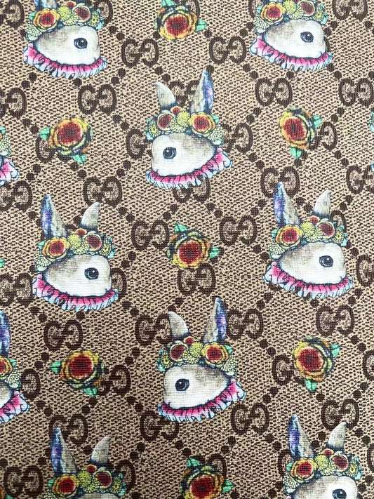 Gucci Easter Bunny Design Leather Fabric Vinyl for DIY Crafting Sewing Custom