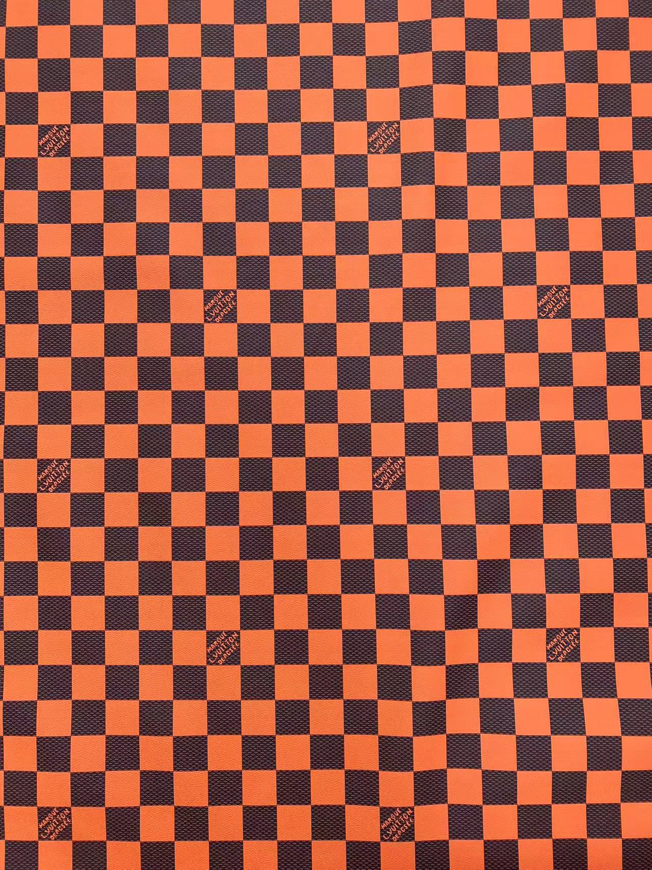 Cuir vinyle Damier à gros carreaux orange vif pour baskets LV Trainer 