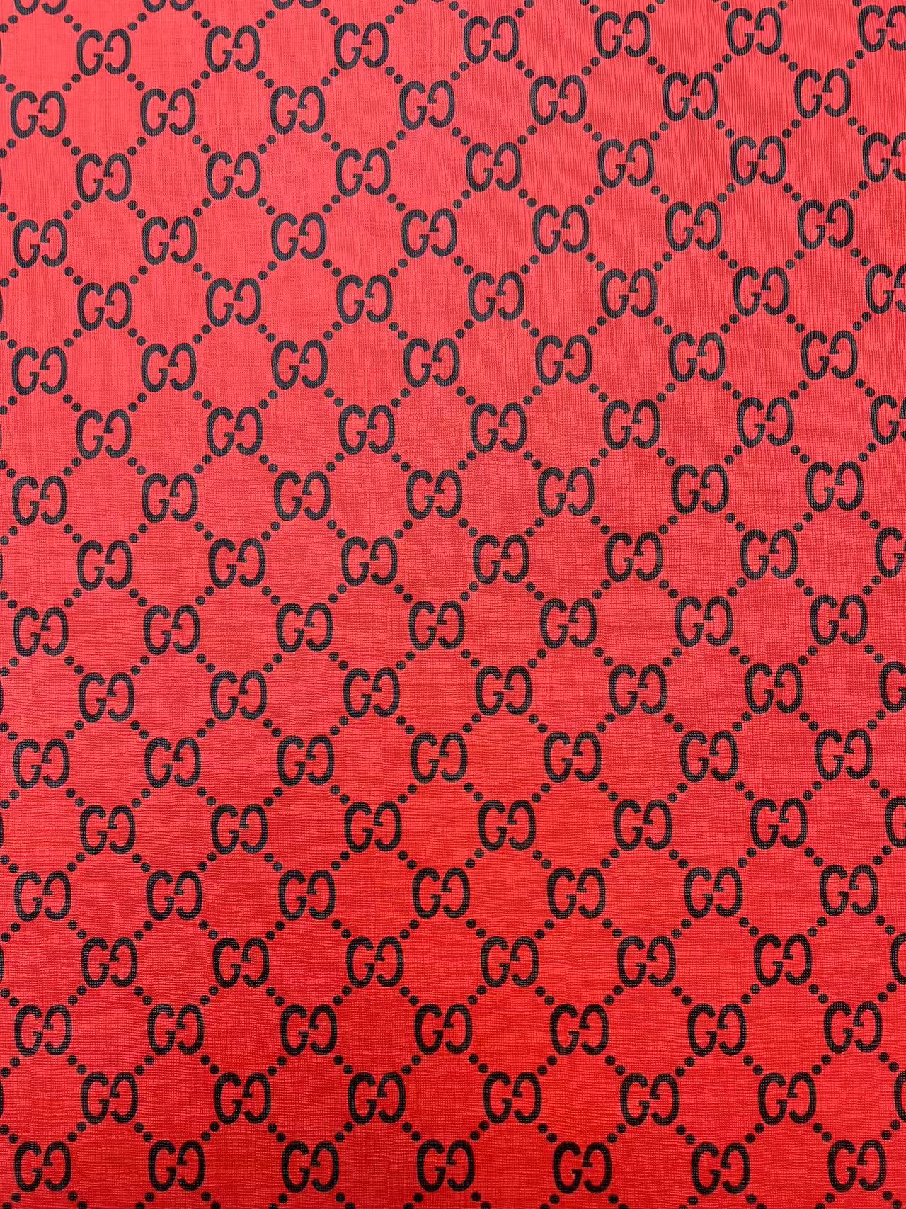 Red Black Gucci Vinyl Leather Fabric for DIY Sewing Crafts Handmade