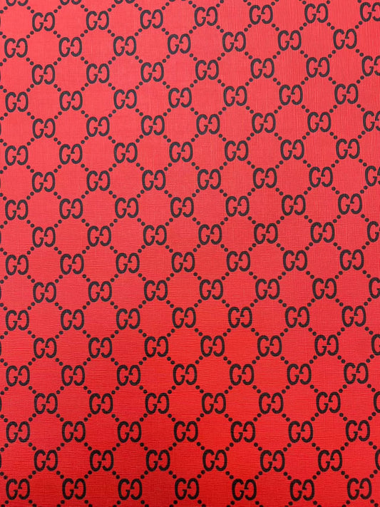 Red Black Gucci Vinyl Leather Fabric for DIY Sewing Crafts Handmade