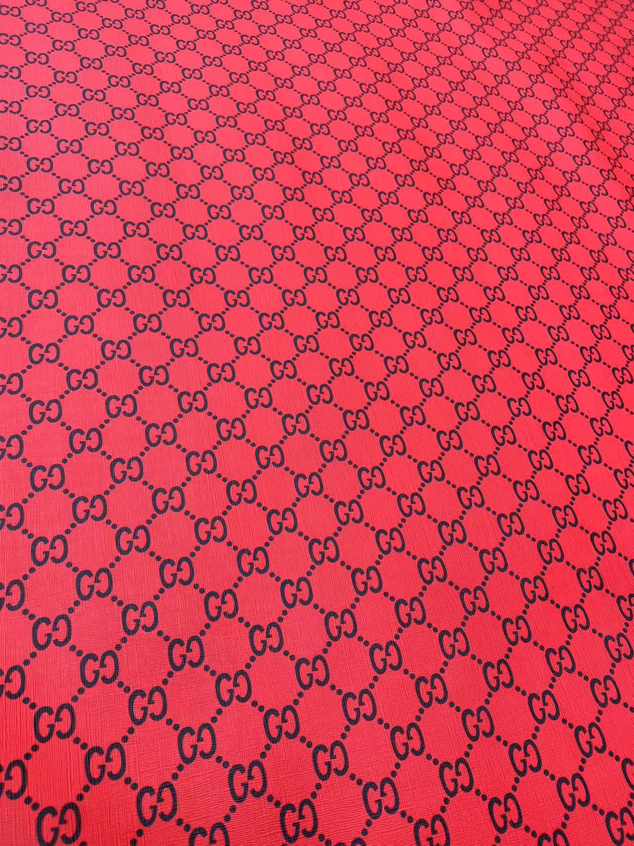 Red Black Gucci Vinyl Leather Fabric for DIY Sewing Crafts Handmade