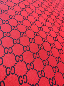 Red Black Gucci Vinyl Leather Fabric for DIY Sewing Crafts Handmade