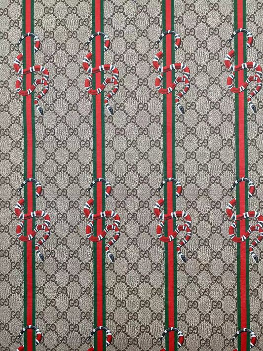 Gucci Snake Custom Vinyl Leather Fabric for Sneakers DIY Sewing Upholstery Home Decor