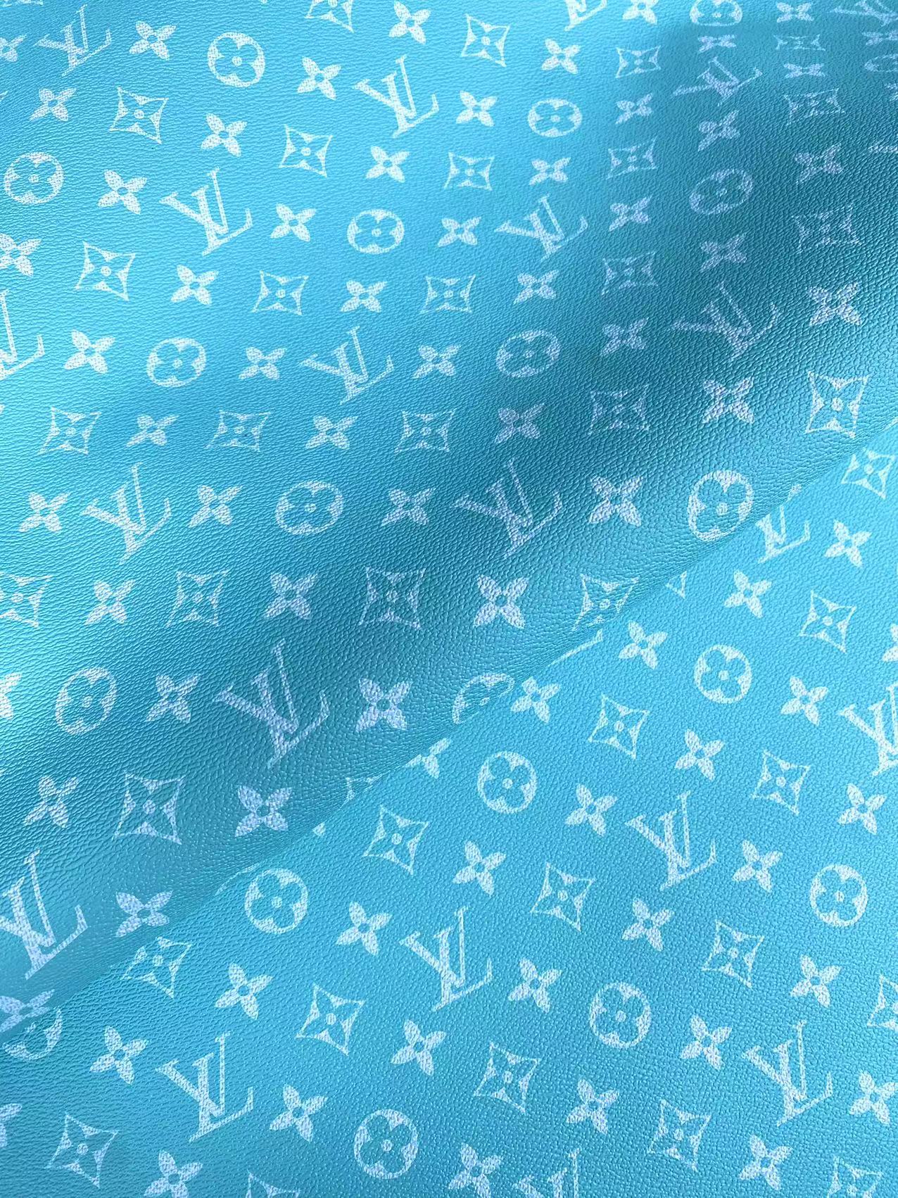 Clean Blue LV Vinyl Custom Fabric for Sneakers Handmade DIY Sewing Upholstery