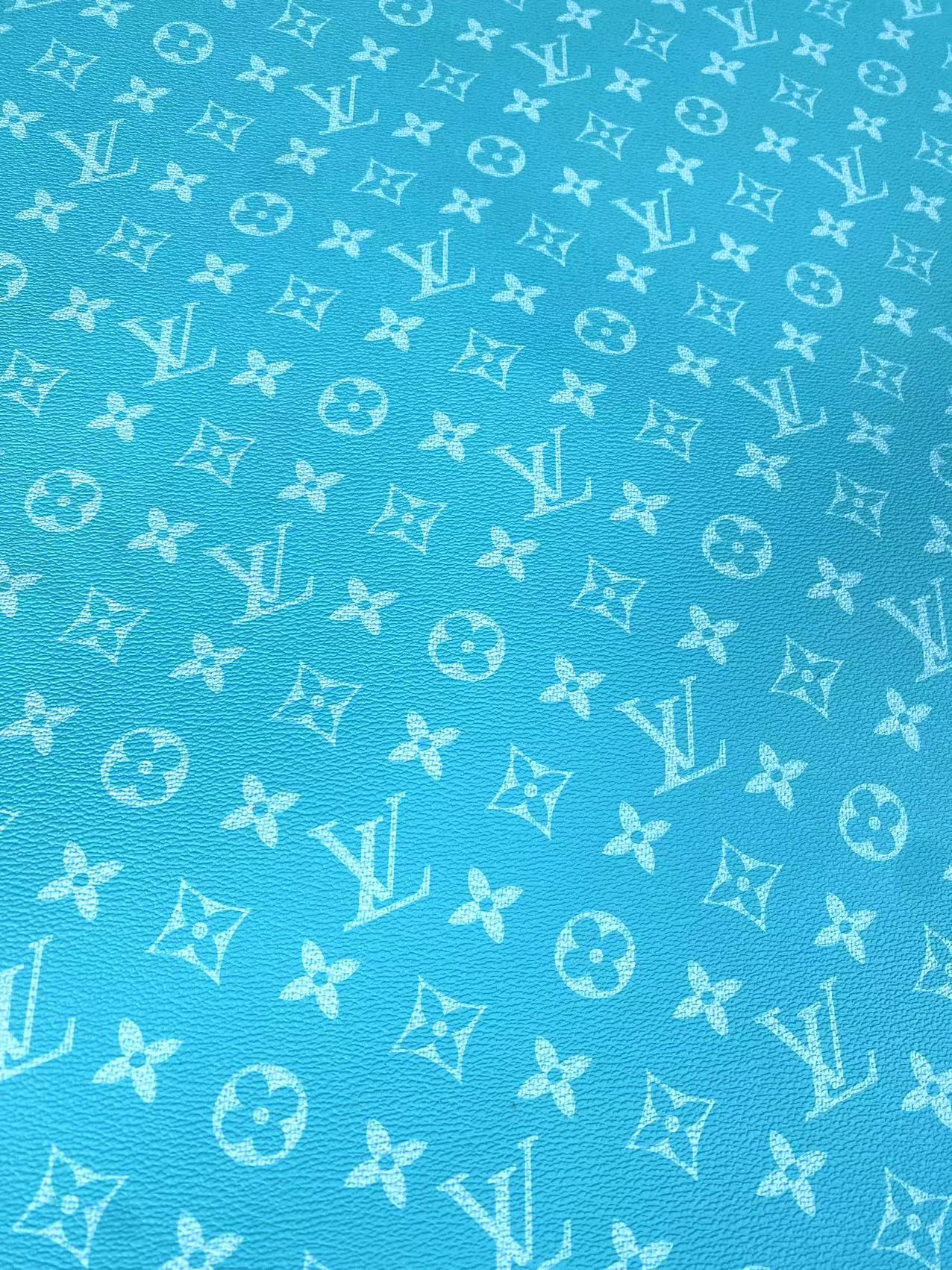 Tissu personnalisé en vinyle bleu propre LV pour baskets, rembourrage de couture fait à la main