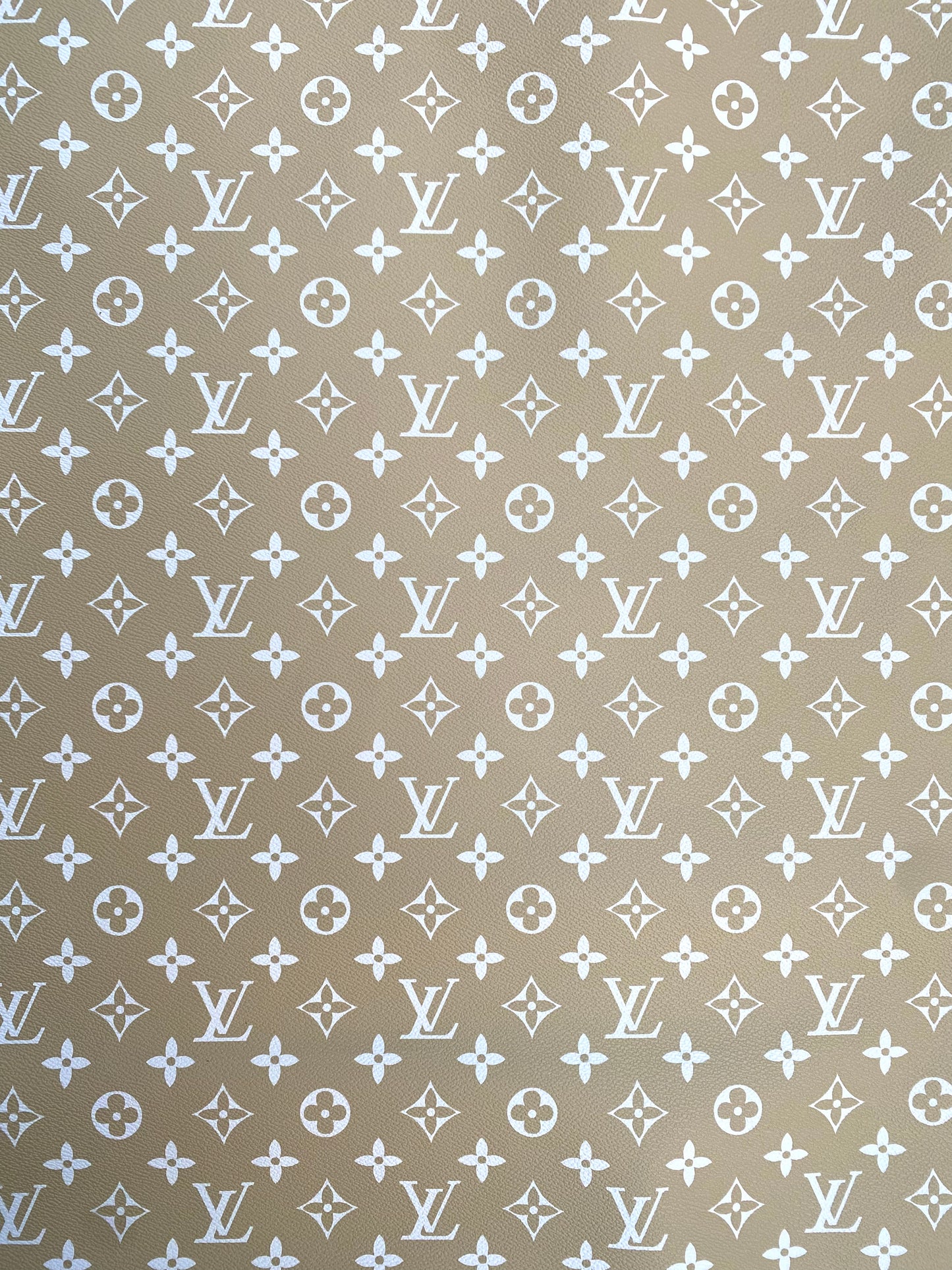 LV Vinyl Natural Color Designer Fabric for DIY Sewing Handmade Upholstery Custom Sneakers