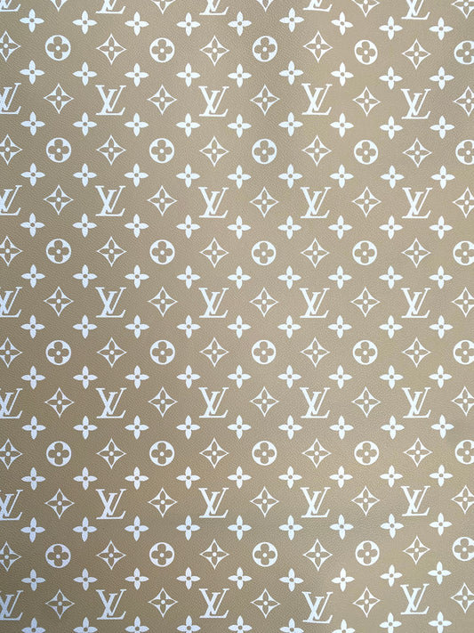 LV Vinyl Natural Color Designer Fabric for DIY Sewing Handmade Upholstery Custom Sneakers