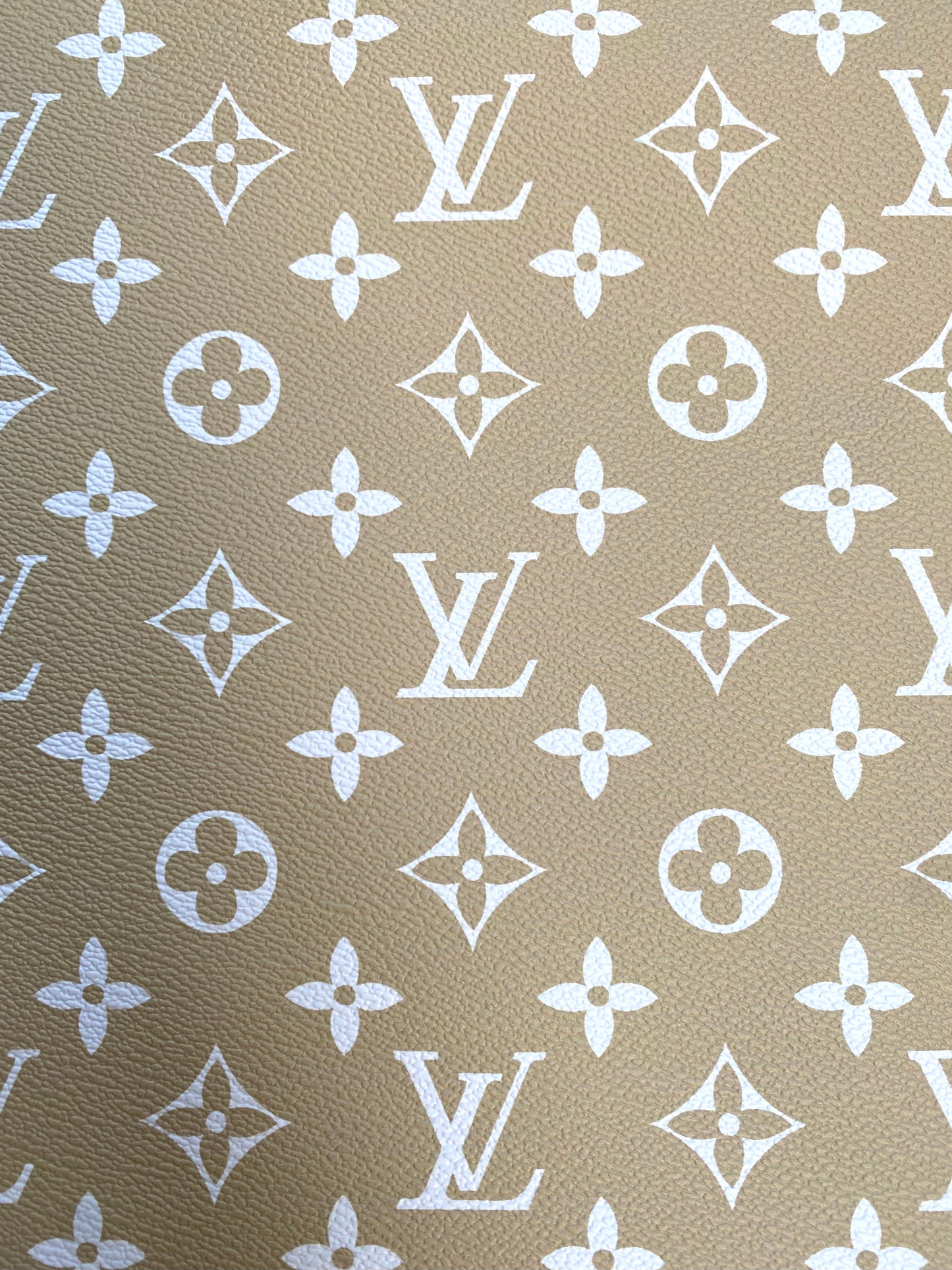 LV Vinyl Natural Color Designer Fabric for DIY Sewing Handmade Upholstery Custom Sneakers