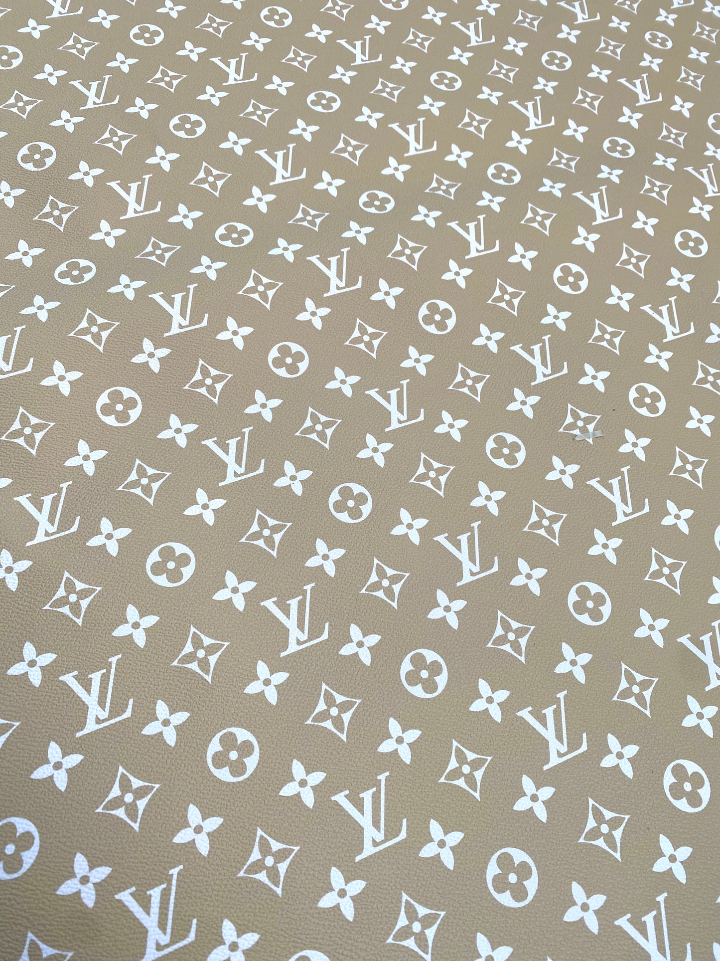 LV Vinyl Natural Color Designer Fabric for DIY Sewing Handmade Upholstery Custom Sneakers