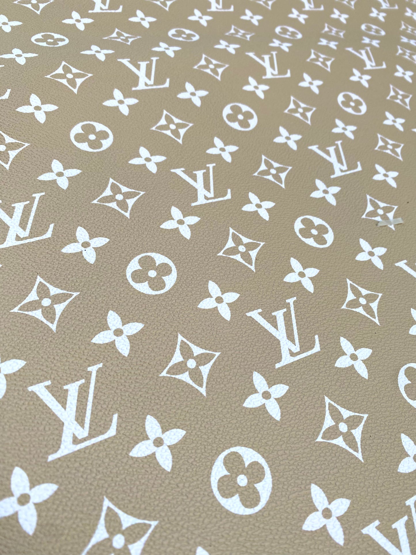 LV Vinyl Natural Color Designer Fabric for DIY Sewing Handmade Upholstery Custom Sneakers